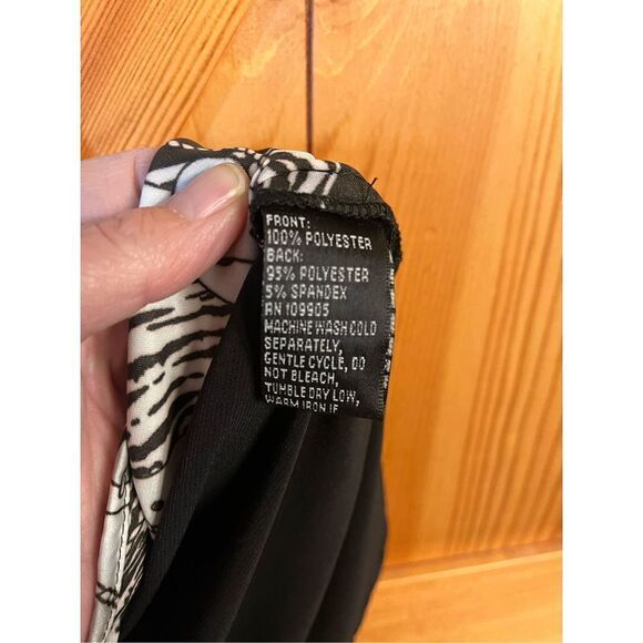 Milano Sz L Silky Tank Top Animal Print Belt Rope Mixed Media Material Stretch n - Picture 4 of 5